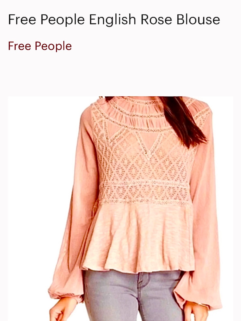 Free People English Rose Blouse Swing Blush Top